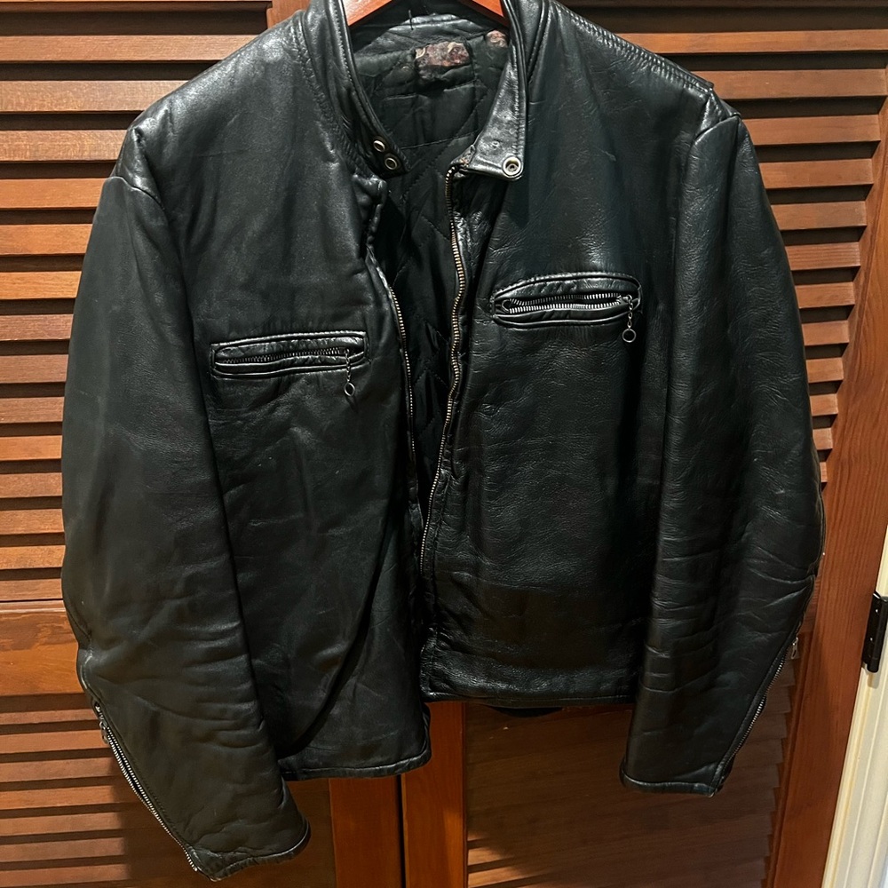 Black Cafe style leather coat